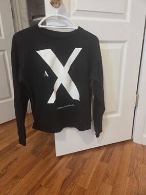 Armani Exchange Black Sweatshirt with White X Logo